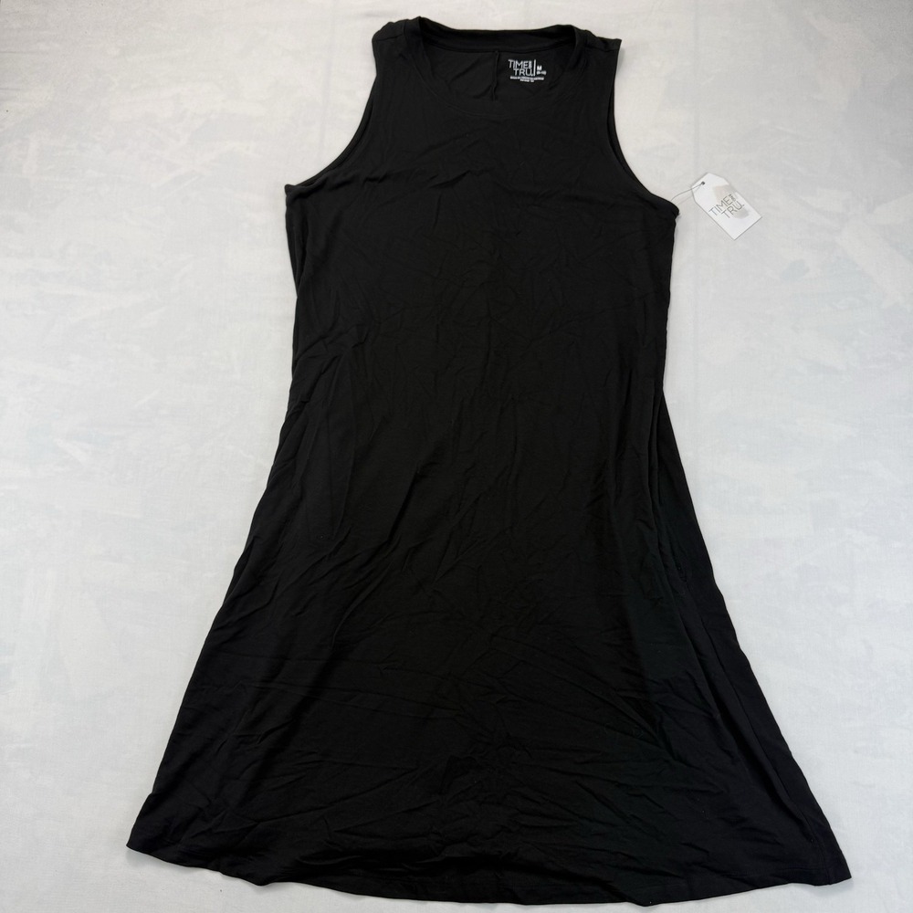 Time and Tru Women's Medium Black Sleeveless A-Line Tank Midi Dress NWT
